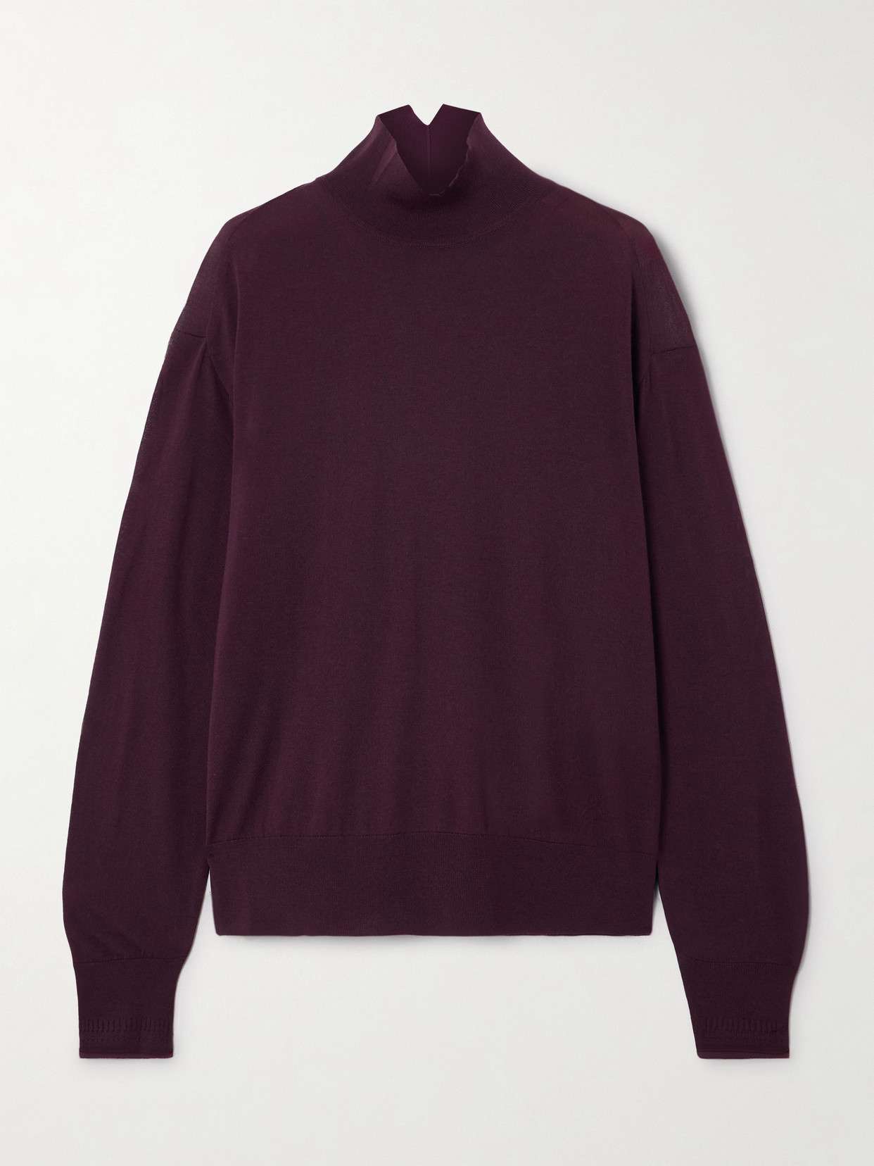 Another Tomorrow Wool Turtleneck Sweater In Burgundy