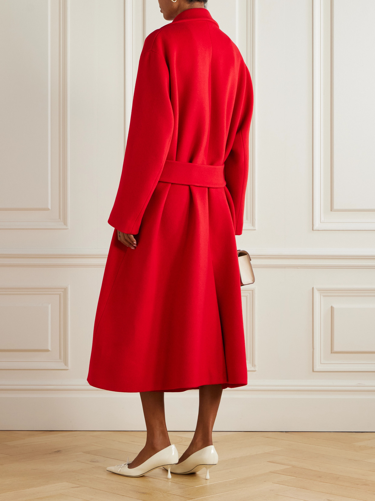 Another Tomorrow Belted Recycled Cashmere Coat In Red