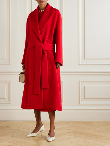 Another Tomorrow Belted recycled cashmere coat