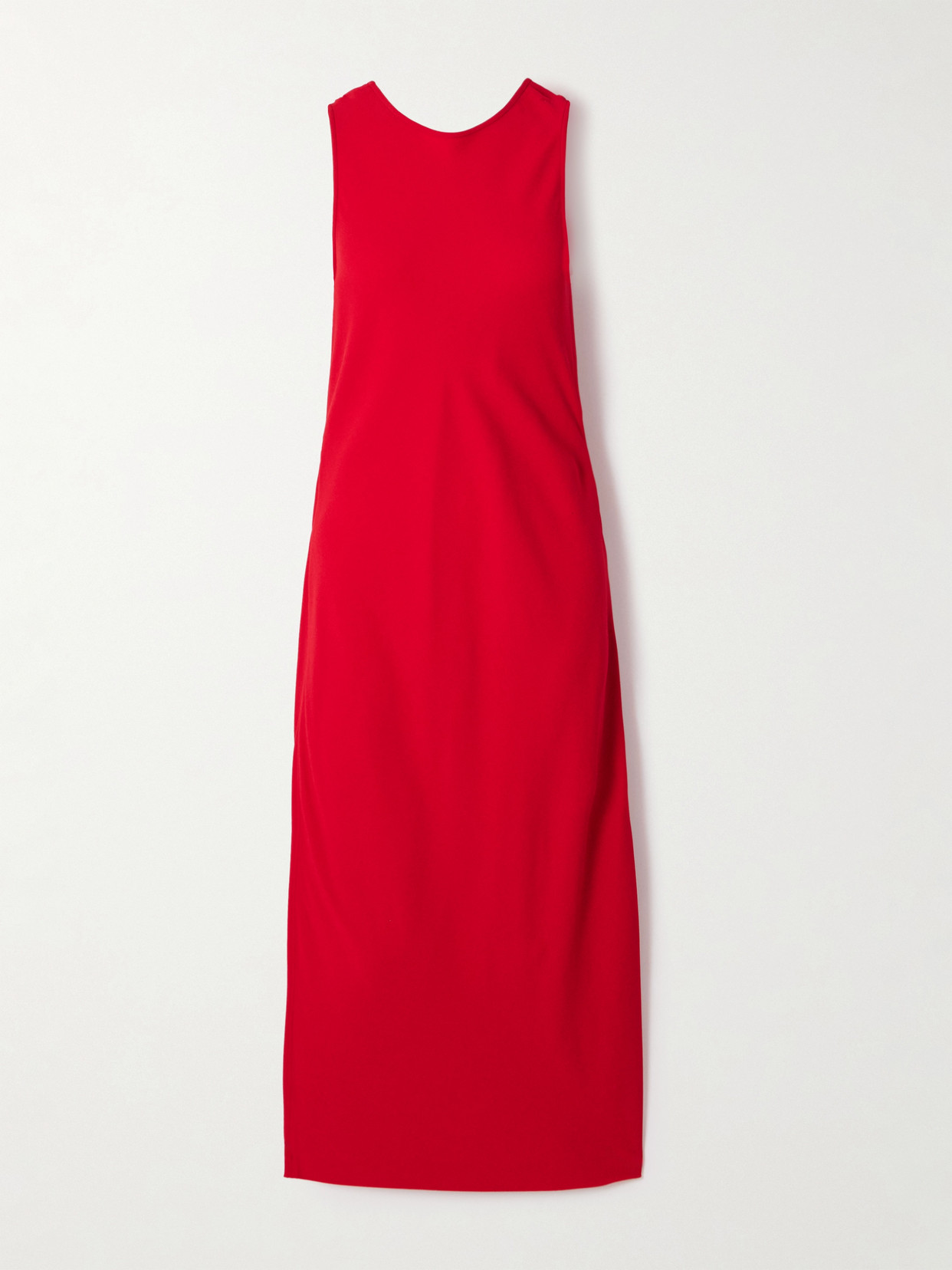 Another Tomorrow Open-back Draped Cotton-blend Crepe Midi Dress In Red