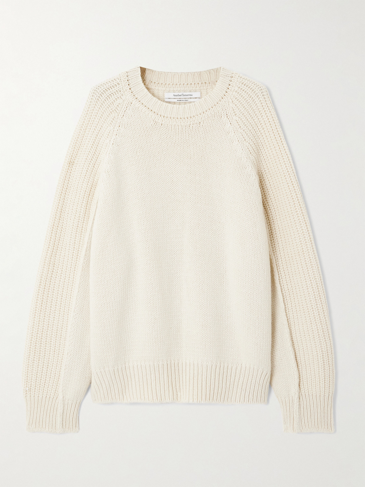 Another Tomorrow Oversized Ribbed Recycled Cashmere And Wool-blend Sweater In Neutral