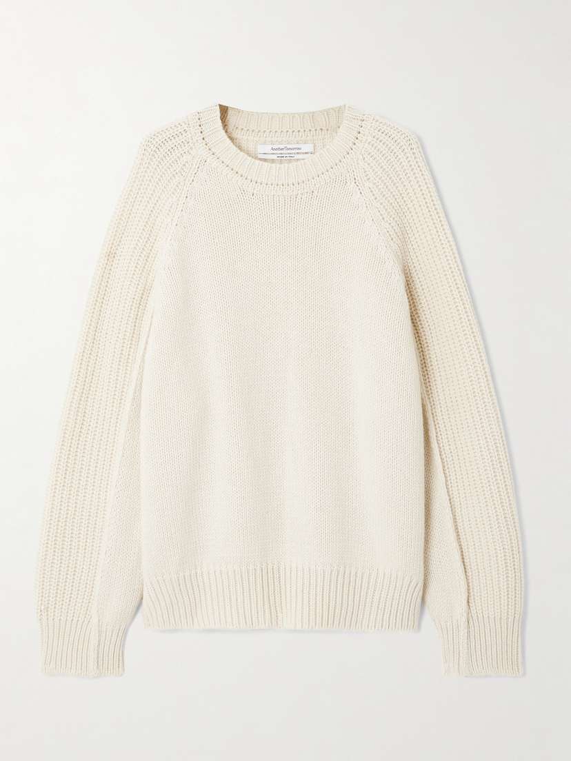 Another Tomorrow Oversized Ribbed Recycled Cashmere And Wool-blend Sweater