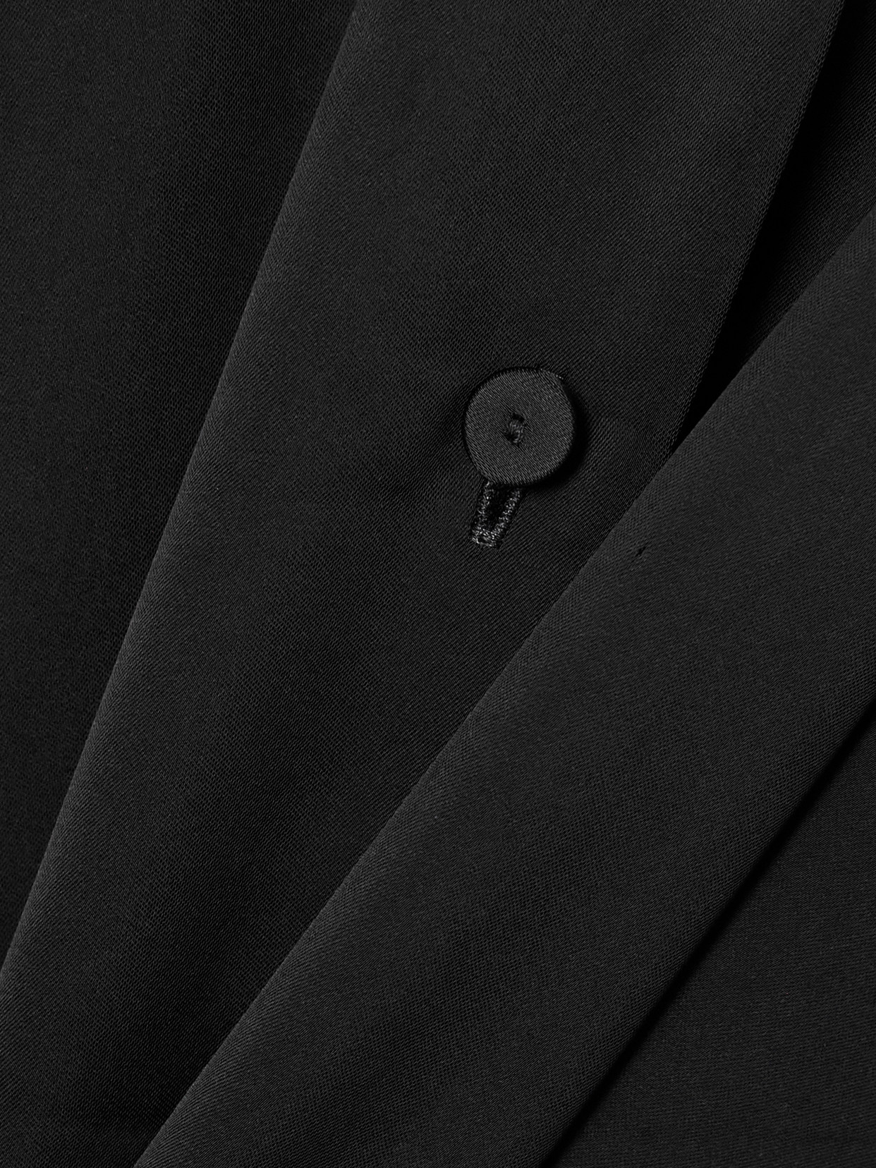 Another Tomorrow Scarf-effect Satin Blouse In Black