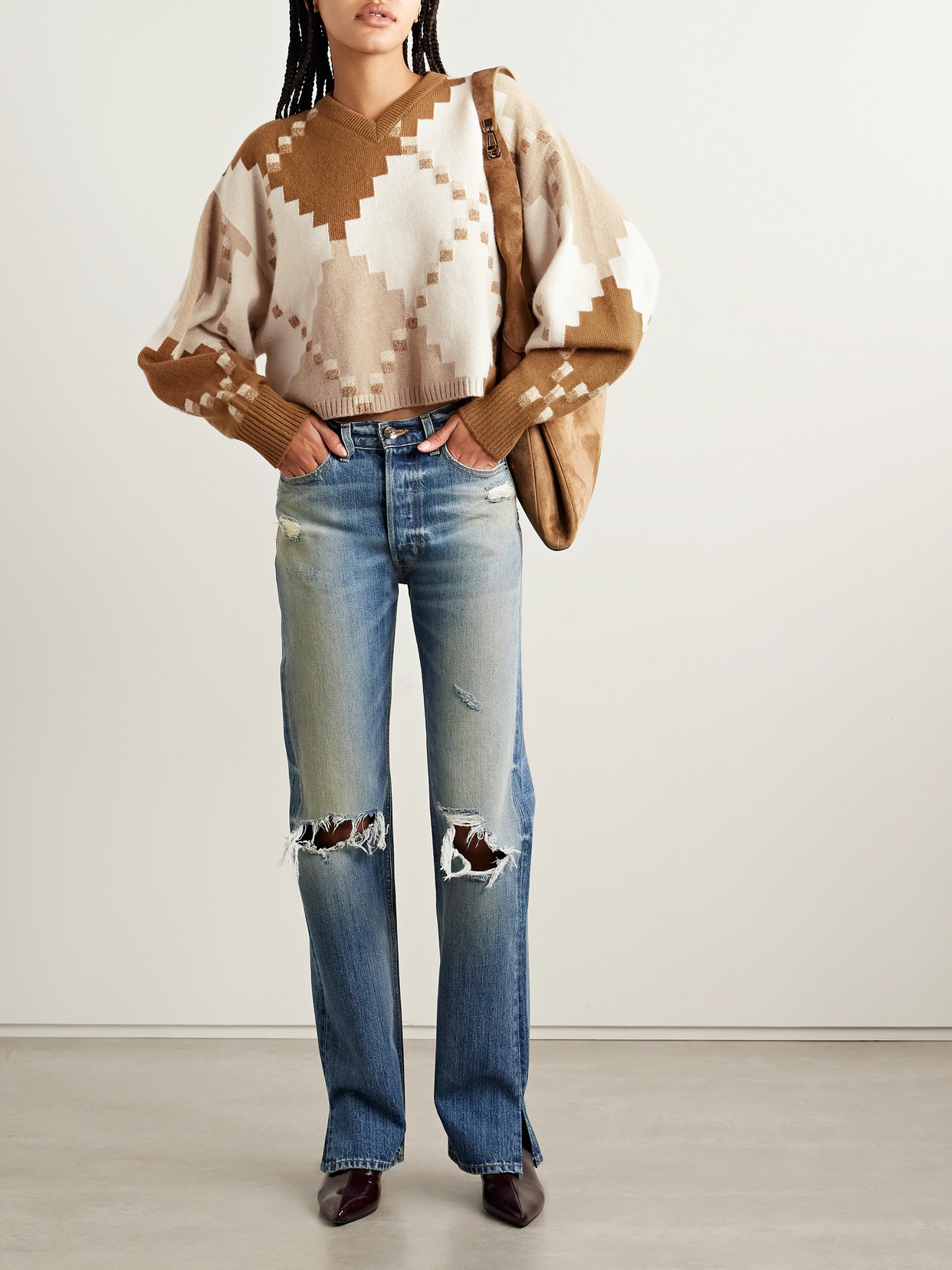 Rùadh The Ava Jacquard-knit Wool Sweater In Brown