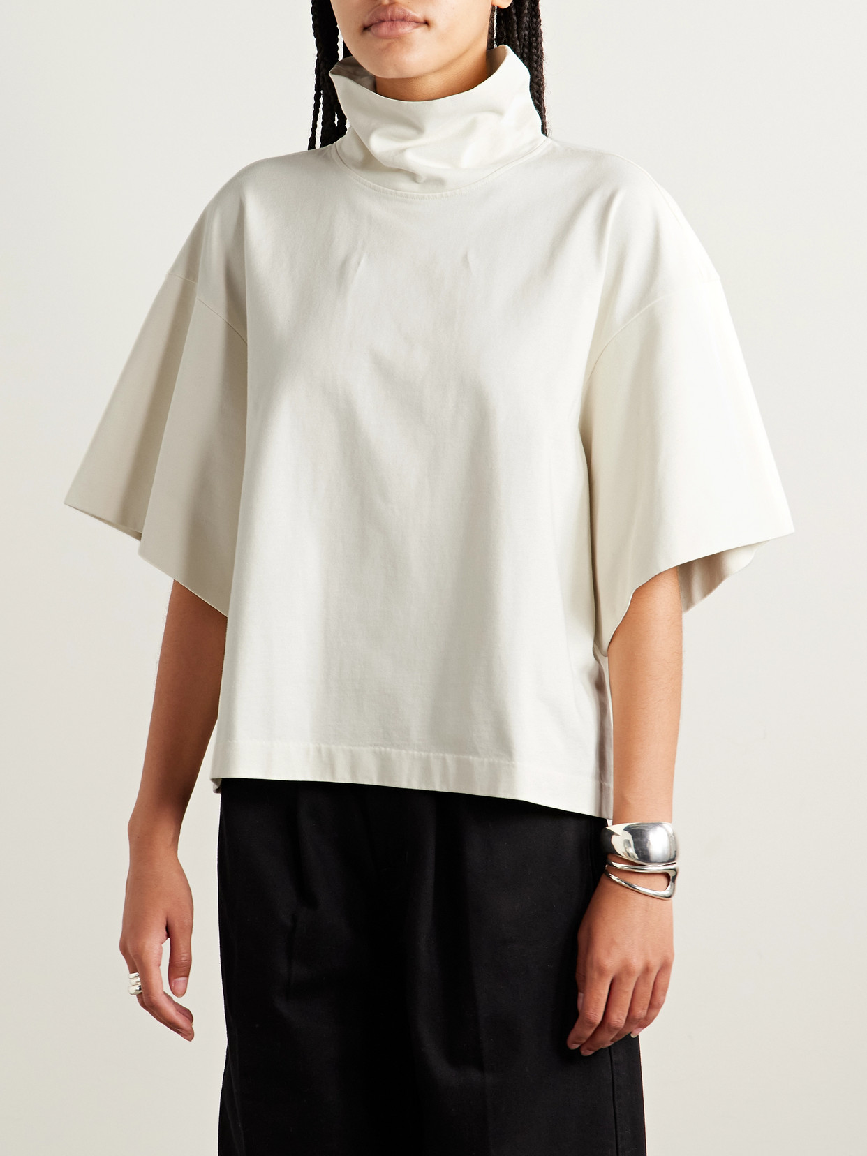 Rùadh The Orbital Organic Cotton-jersey Turtleneck T-shirt In Neutral