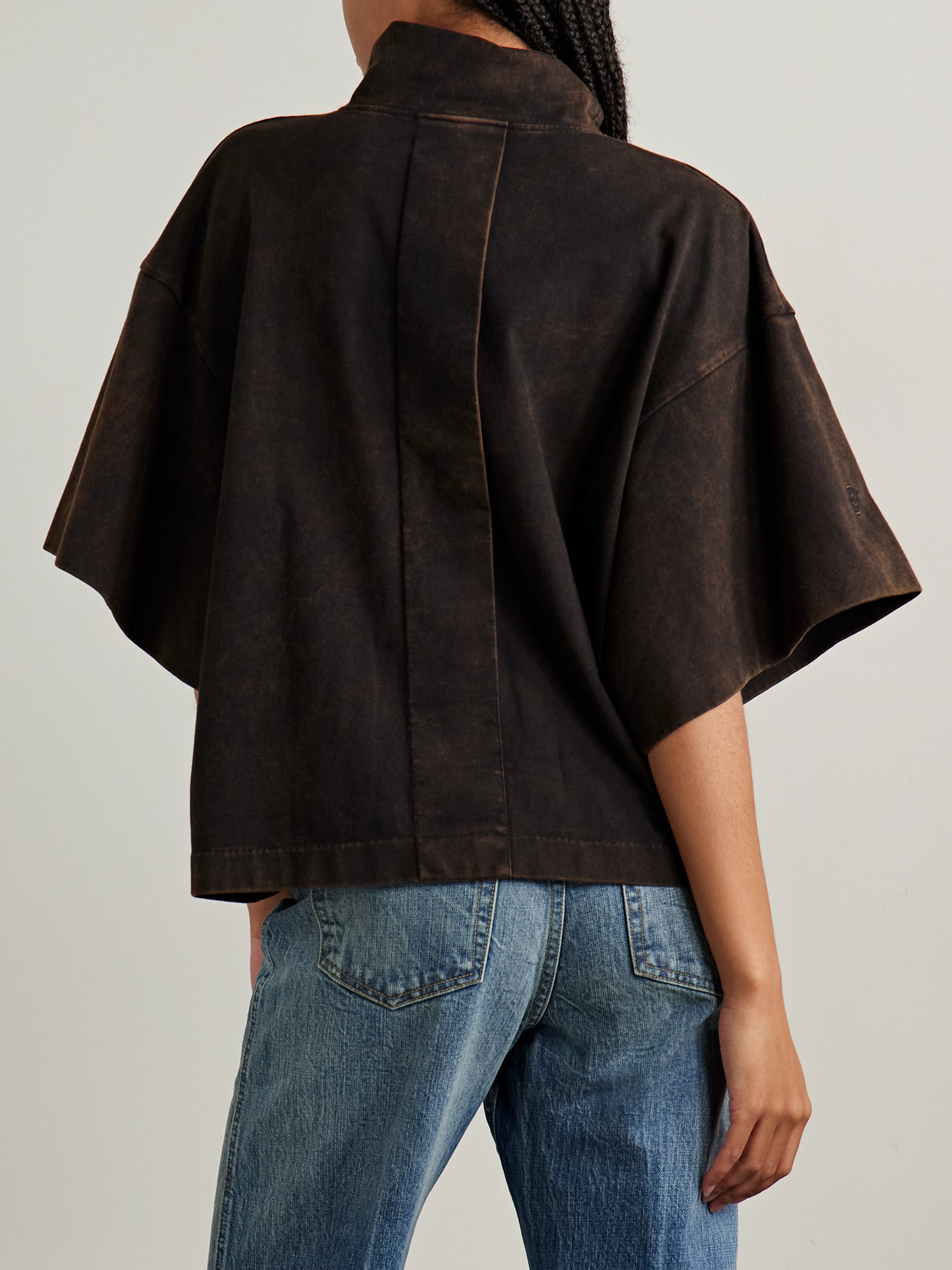 Rùadh The Orbital Organic Cotton-jersey Turtleneck T-shirt In Blue