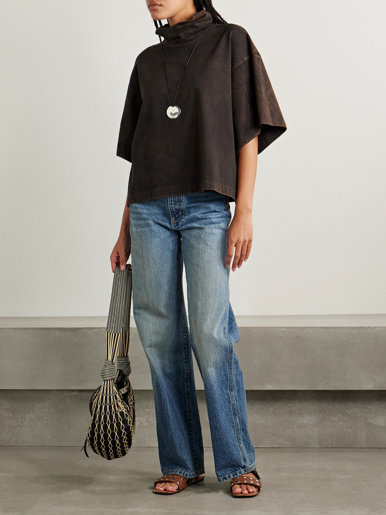 Rùadh The Orbital Organic Cotton-jersey Turtleneck T-shirt In Blue