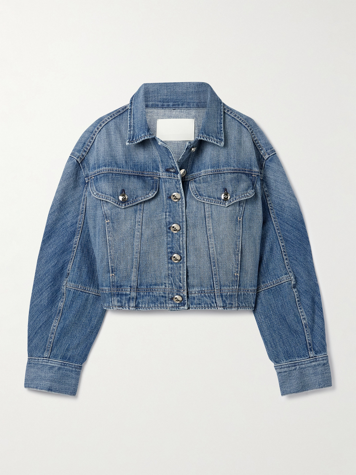 Rùadh The Mhor Cropped Denim Jacket In Blue