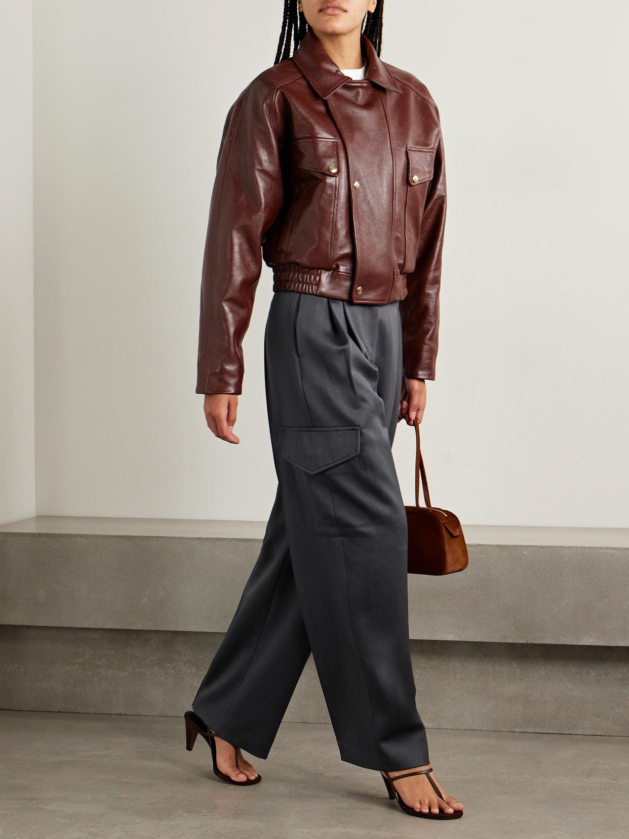 Rùadh The Haddow Cropped Leather Jacket In Brown