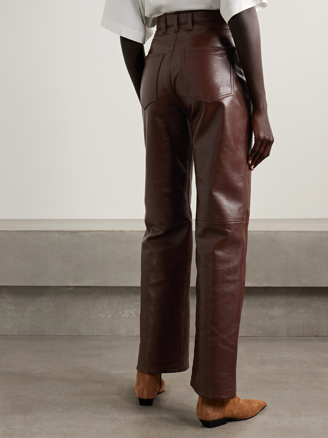 Rùadh The Quinn Leather Straight-leg Pants In Brown