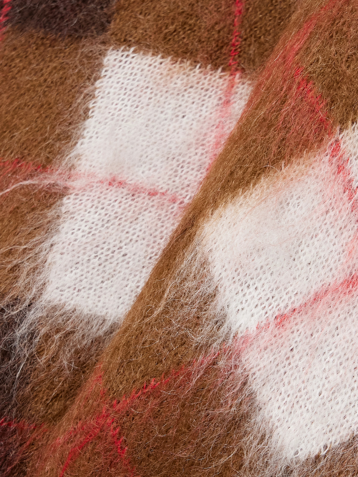 Rùadh The Blane Cropped Argyle Mohair-blend Cardigan In Brown