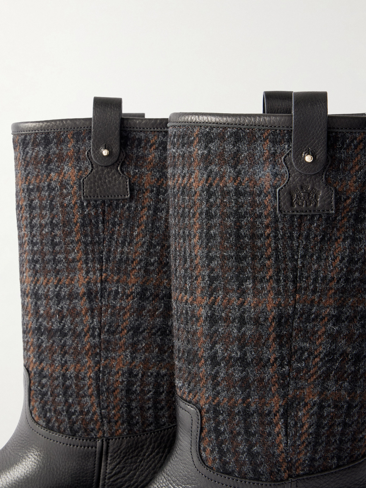 Church's Peyton Tweed And Leather Boots In Black