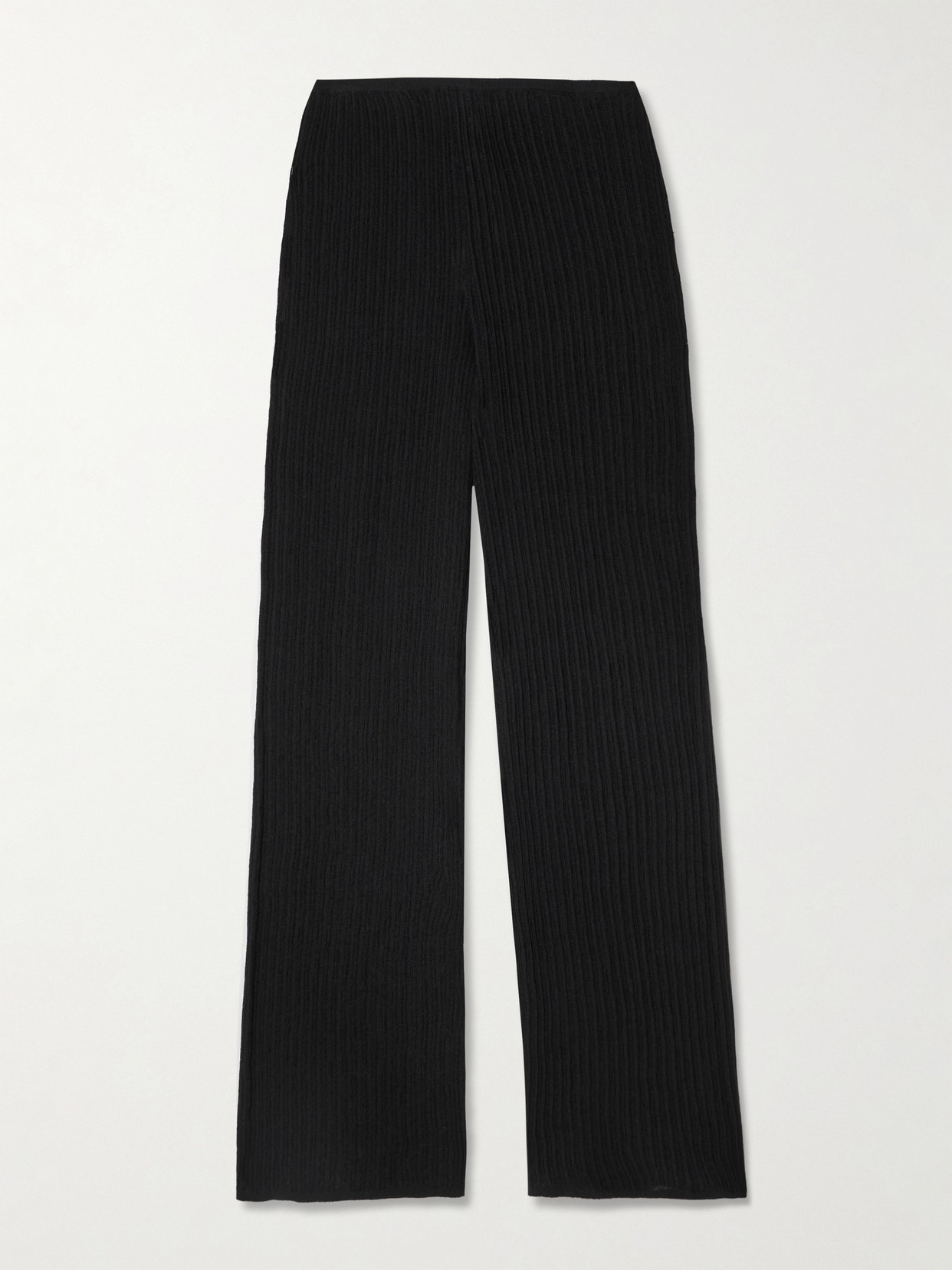 Skims Ribbed-knit Wide-leg Pants In Black