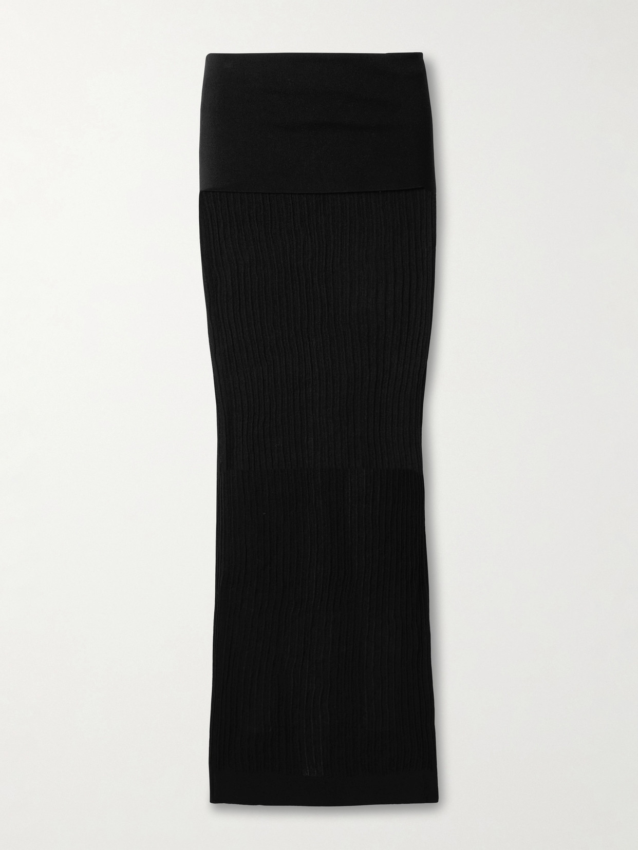 Skims Sheer Knit Foldover Long Skirt In Black
