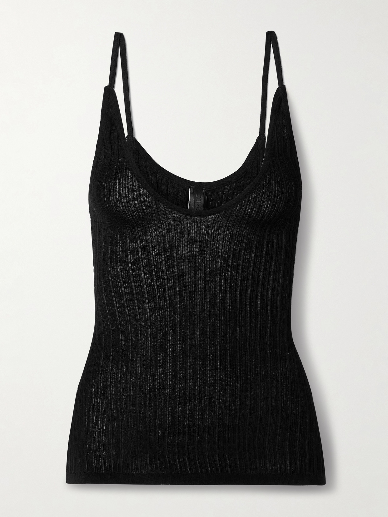Skims Sheer Knit Plunge Tank In Black
