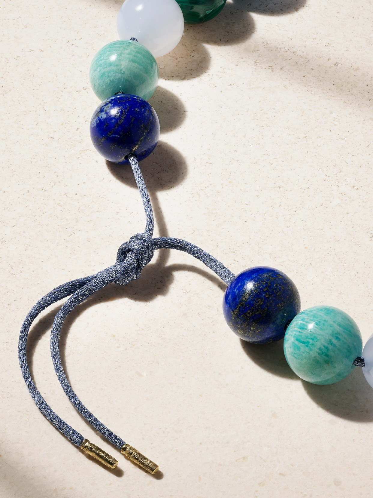 Carolina Bucci East Village 18-karat Gold, Multi-stone And Lurex Necklace In Blue