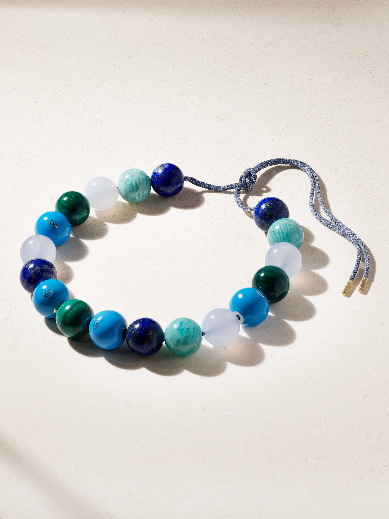 Carolina Bucci East Village 18-karat Gold, Multi-stone And Lurex Necklace In Blue