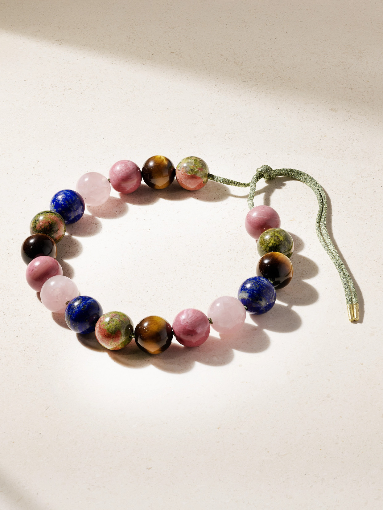 Carolina Bucci Alphabet Downtown 18-karat Gold, Multi-stone And Lurex Necklace