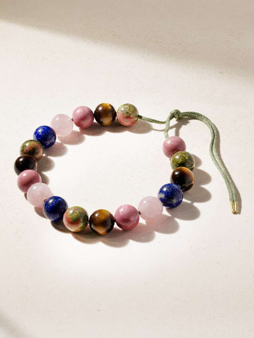 Carolina Bucci Alphabet Downtown 18-karat Gold, Multi-stone And Lurex Necklace