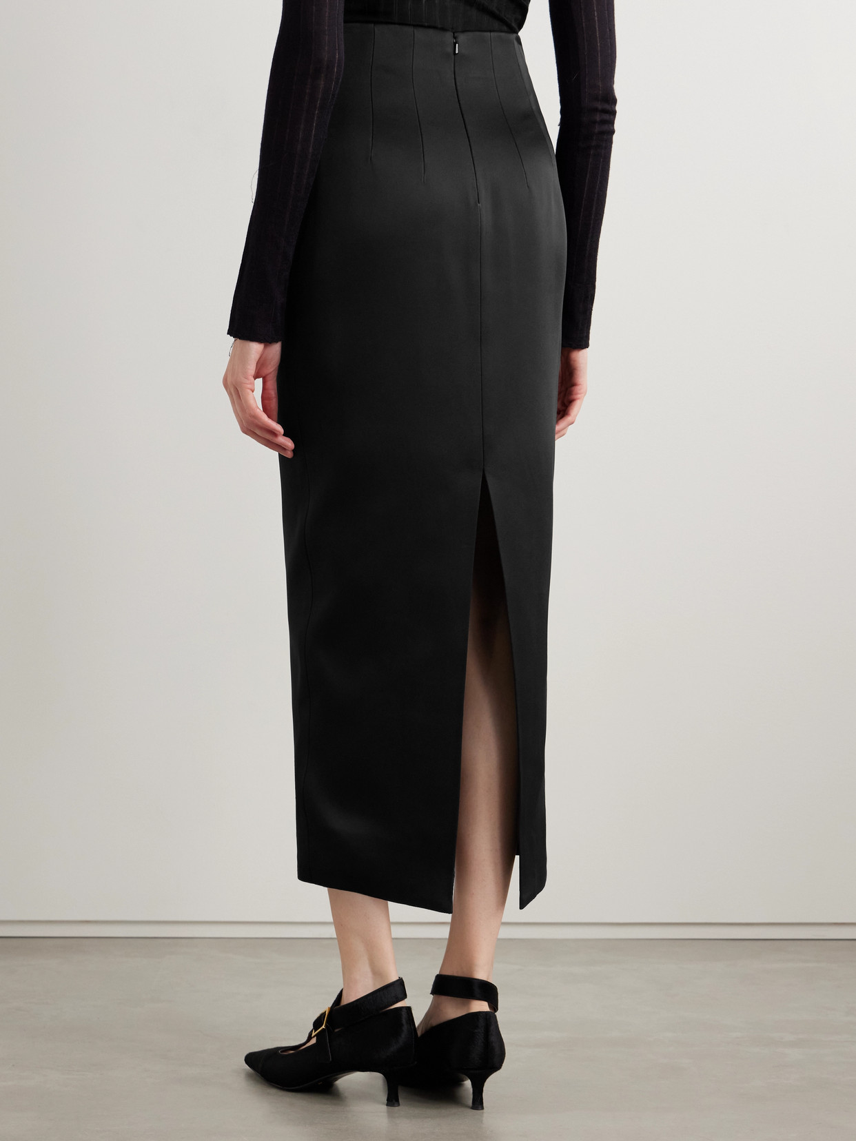 Khaite Loxley Satin-crepe Maxi Skirt In Black