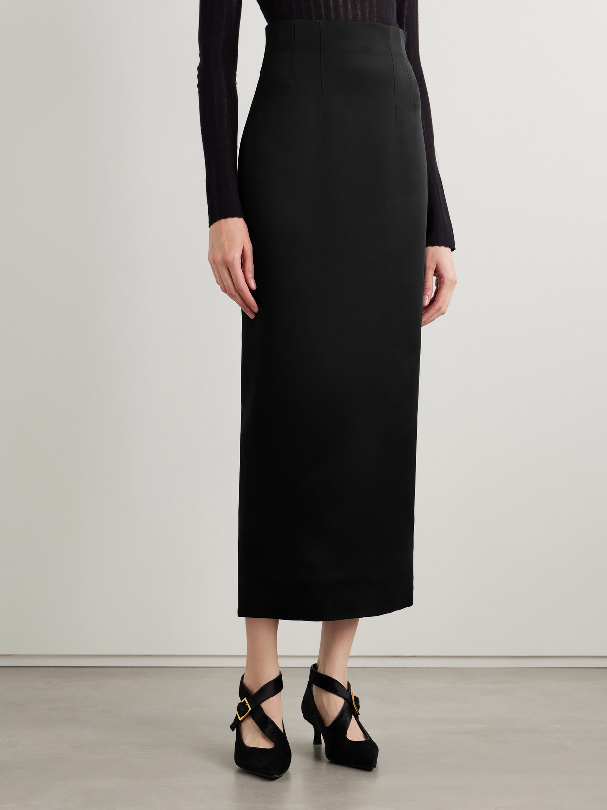 Khaite Loxley Satin-crepe Maxi Skirt In Black