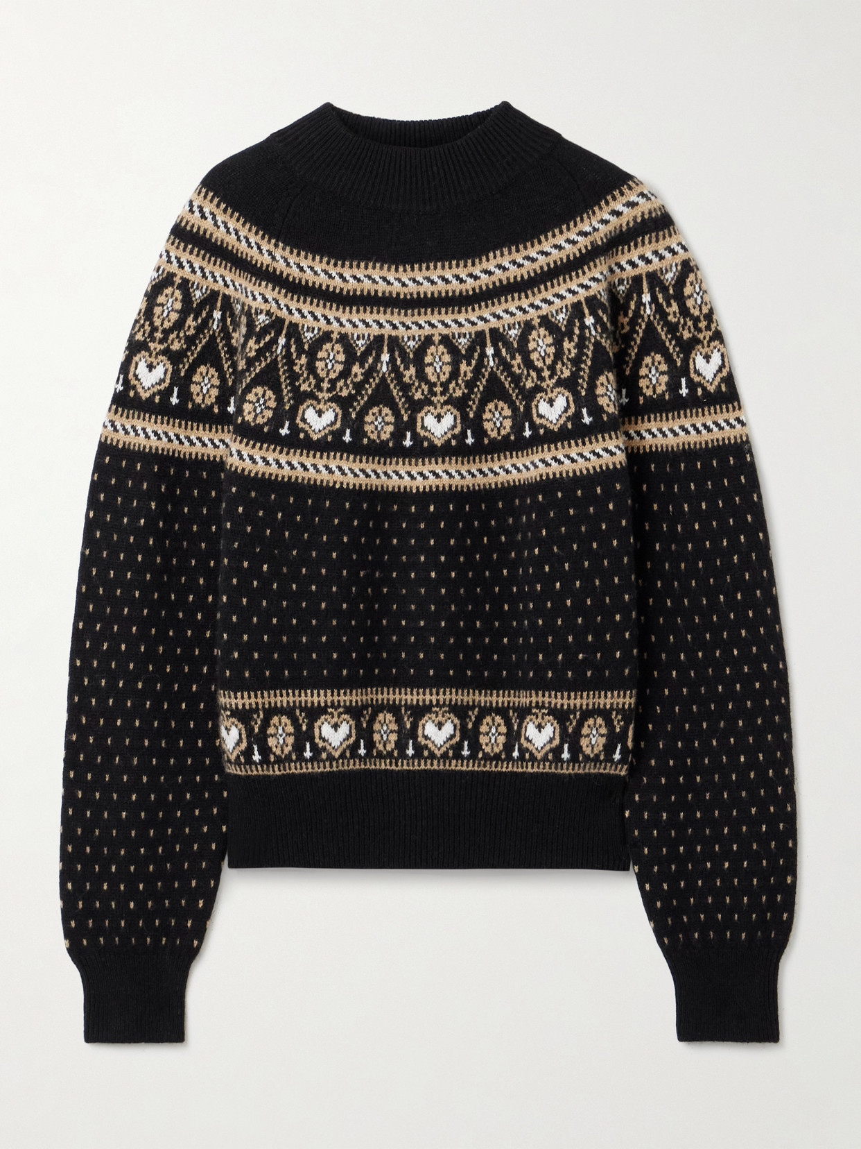 Khaite Guy Fair Isle Cashmere Sweater In Black