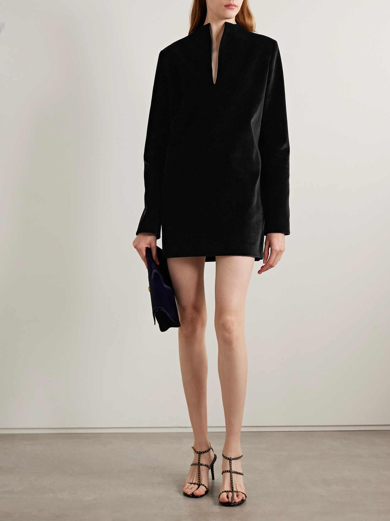 Khaite Aleena Velvet Mini Dress In Black