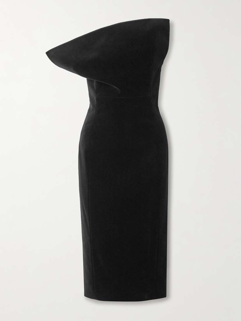 Khaite Sato Strapless Draped Velvet Dress