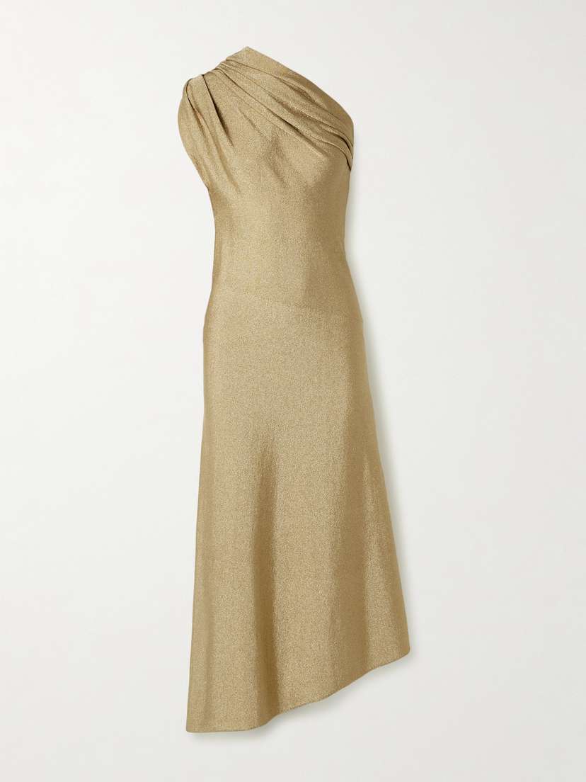 Khaite Coast Asymmetric One-shoulder Draped Lurex Dress