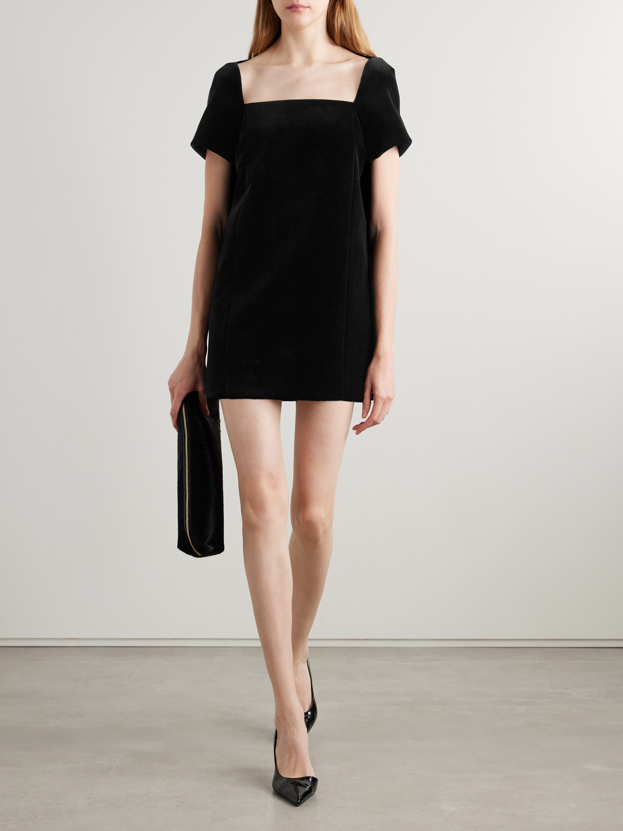 Khaite Benji Velvet Mini Dress In Black