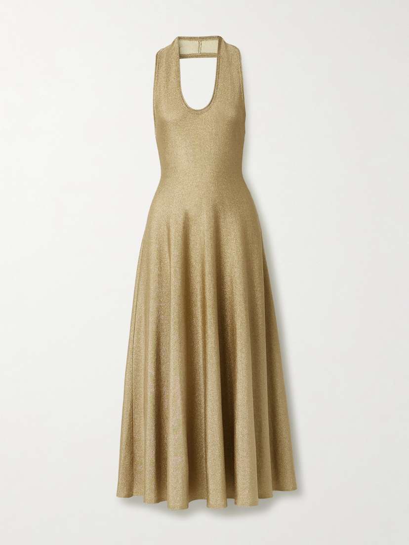 Melina Lurex Halterneck Midi Dress
