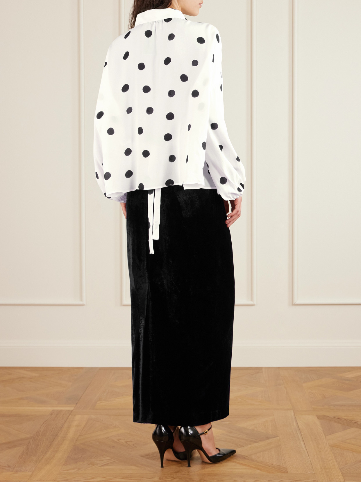 Bernadette Maxine Polka-dot Crepe De Chine Shirt In White