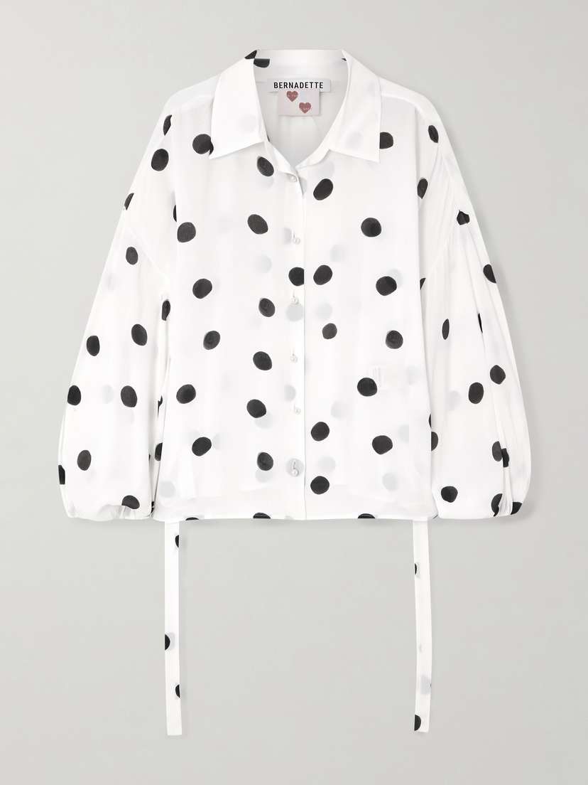 BERNADETTE Maxine Polka-dot Crepe De Chine Shirt