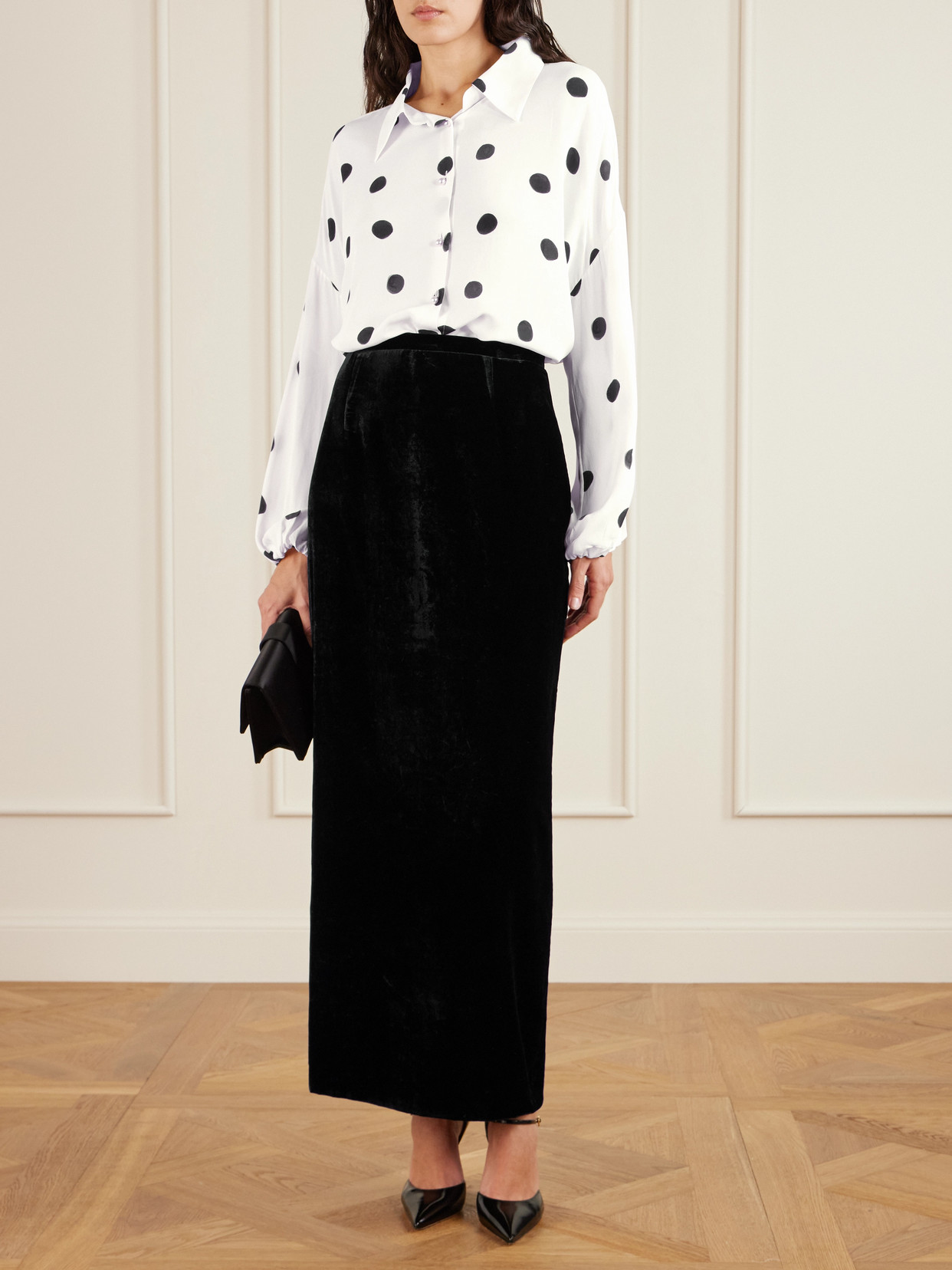 Bernadette Velvet Maxi Skirt In Black