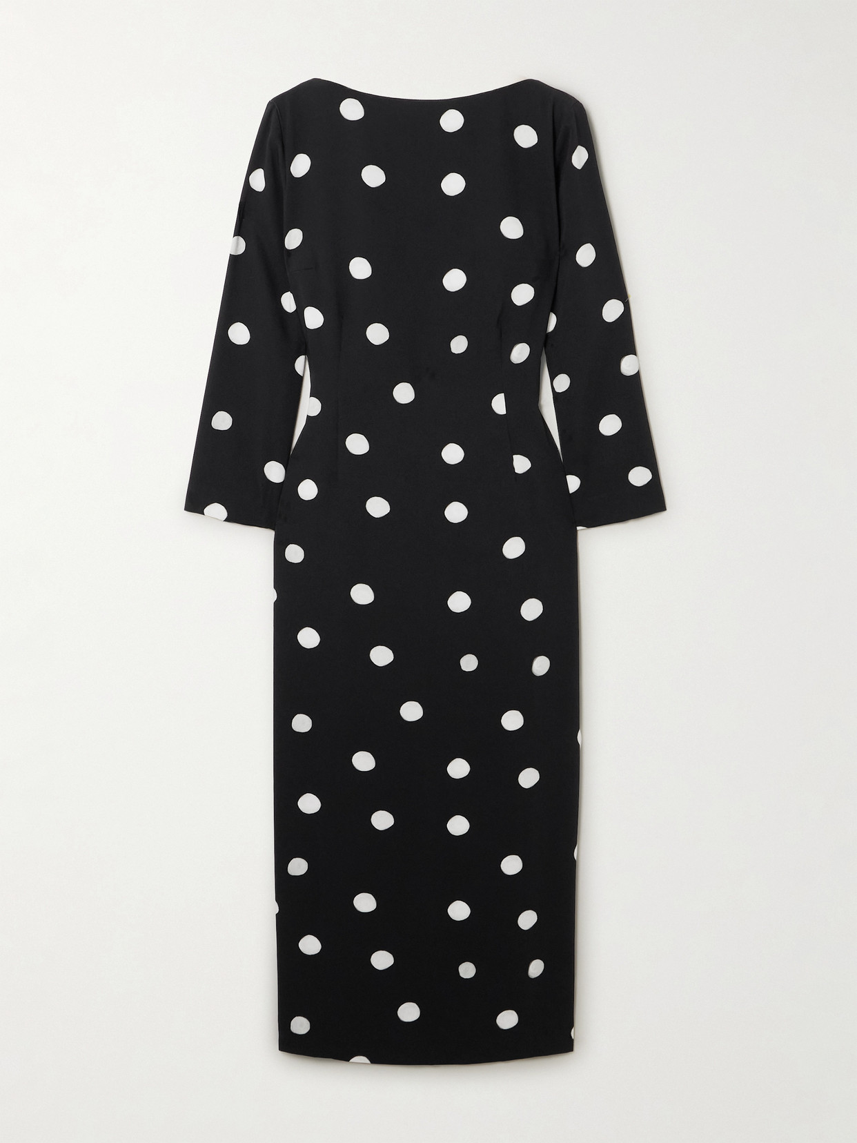 Bernadette Luce Polka-dot Crepe De Chine Midi Dress In Black