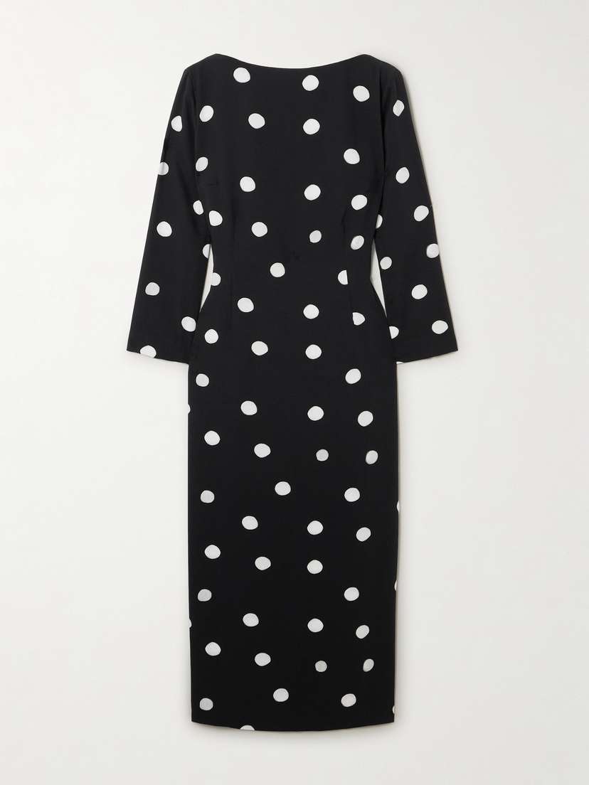 BERNADETTE Luce Polka-dot Crepe De Chine Midi Dress