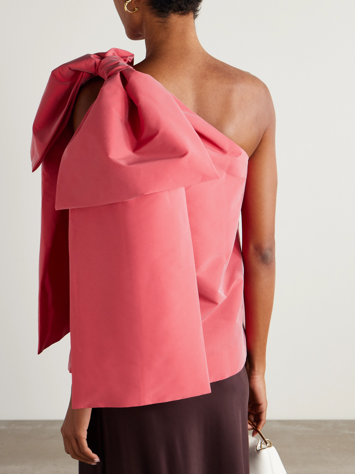 Bernadette Winnie One-shoulder Bow-detailed Taffeta Top In Pink