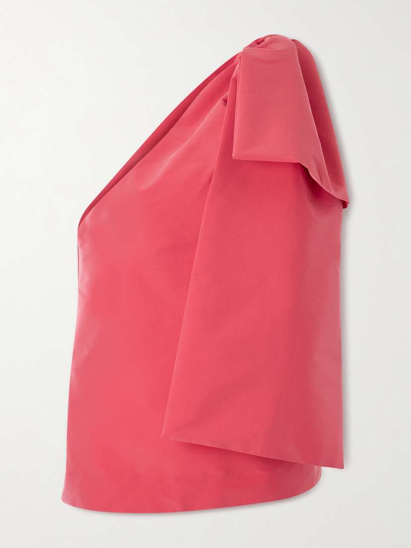 BERNADETTE Winnie One-shoulder Bow-detailed Taffeta Top