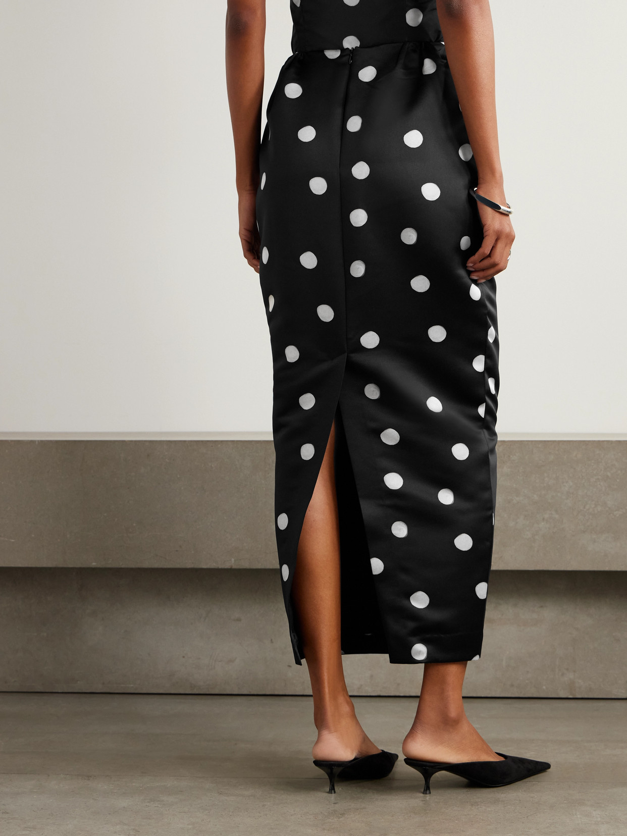 Damian Polka-Dot Duchesse-Satin Maxi
