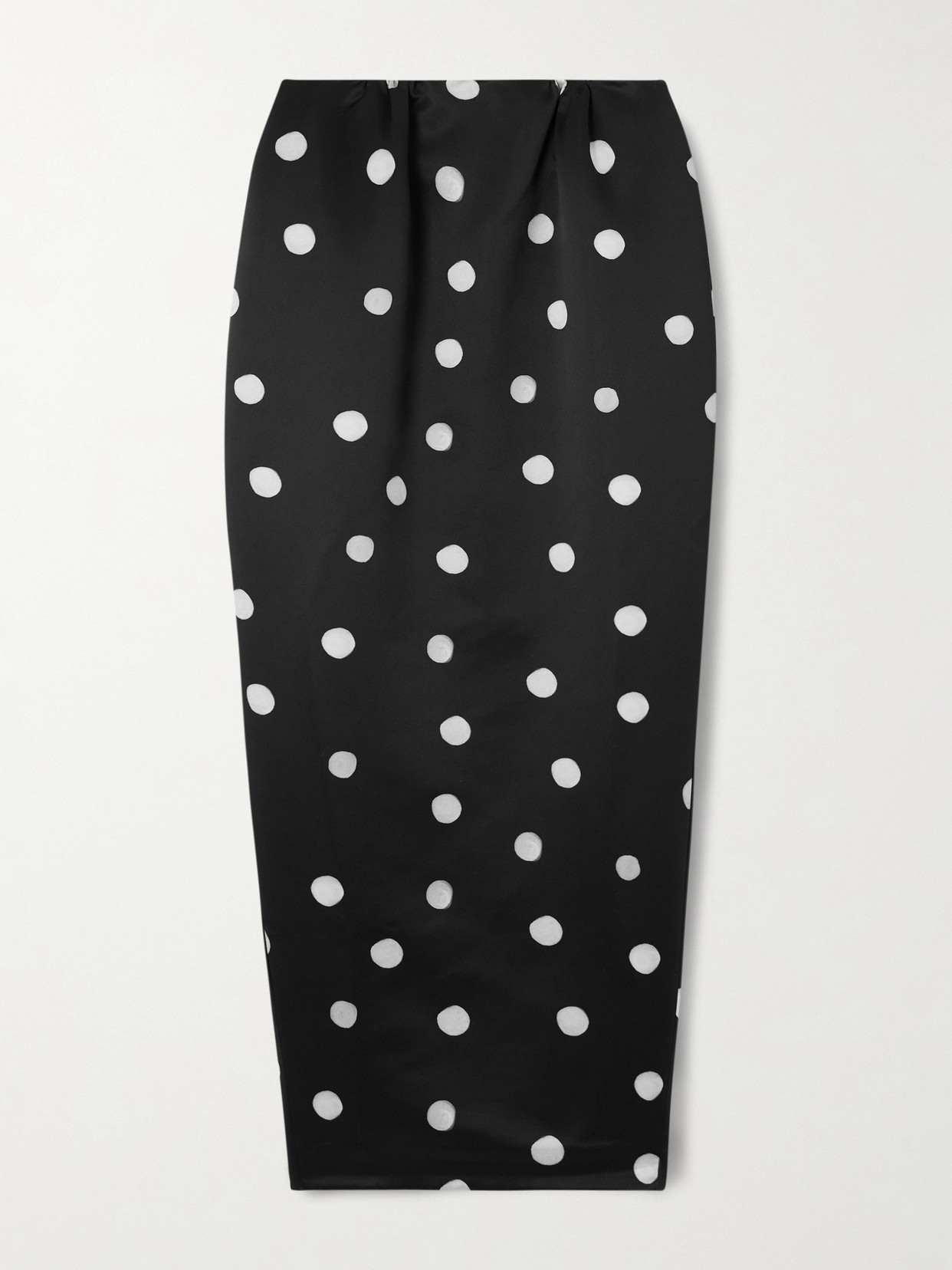 Bernadette Damian Polka-dot Duchesse-satin Maxi Skirt In Black