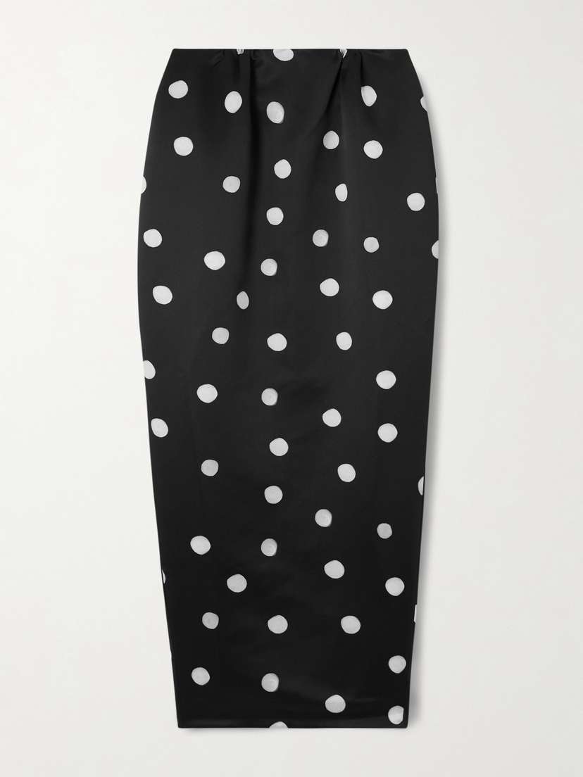 BERNADETTE Damian Polka-dot Duchesse-satin Maxi Skirt