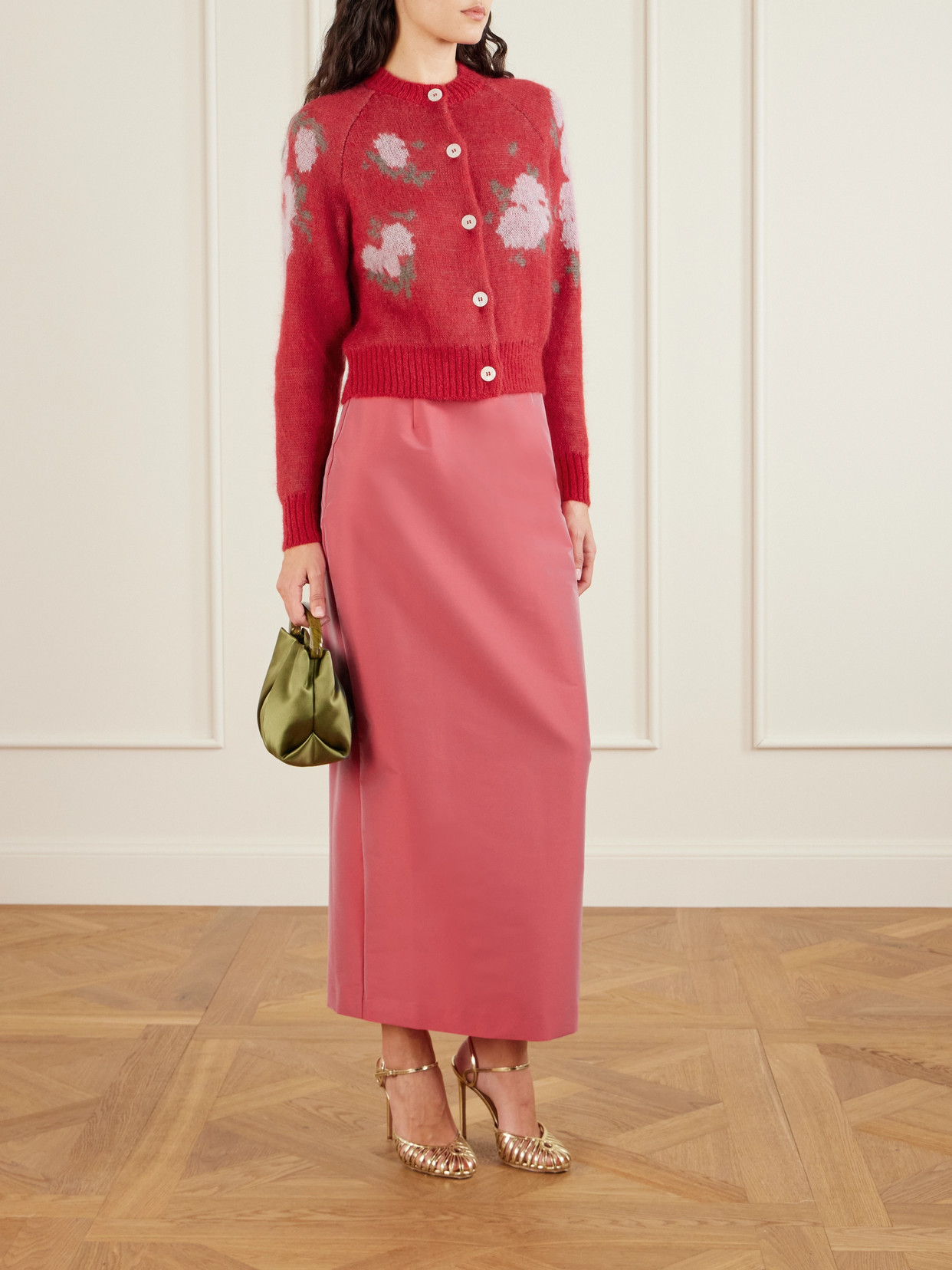 Bernadette Norma Taffeta Maxi Skirt In Red