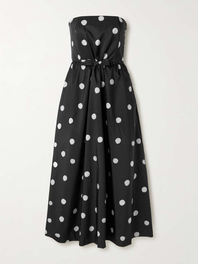 BERNADETTE Bodette Strapless Bow-detailed Polka-dot Taffeta Gown