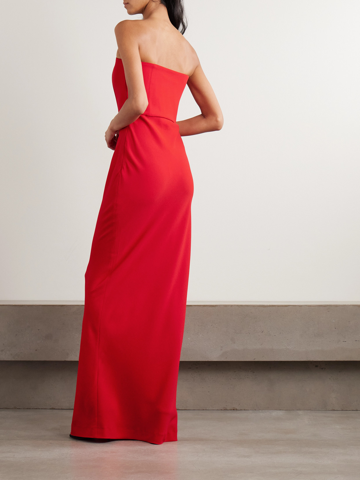 Bernadette Luna Strapless Crepe Gown In Red