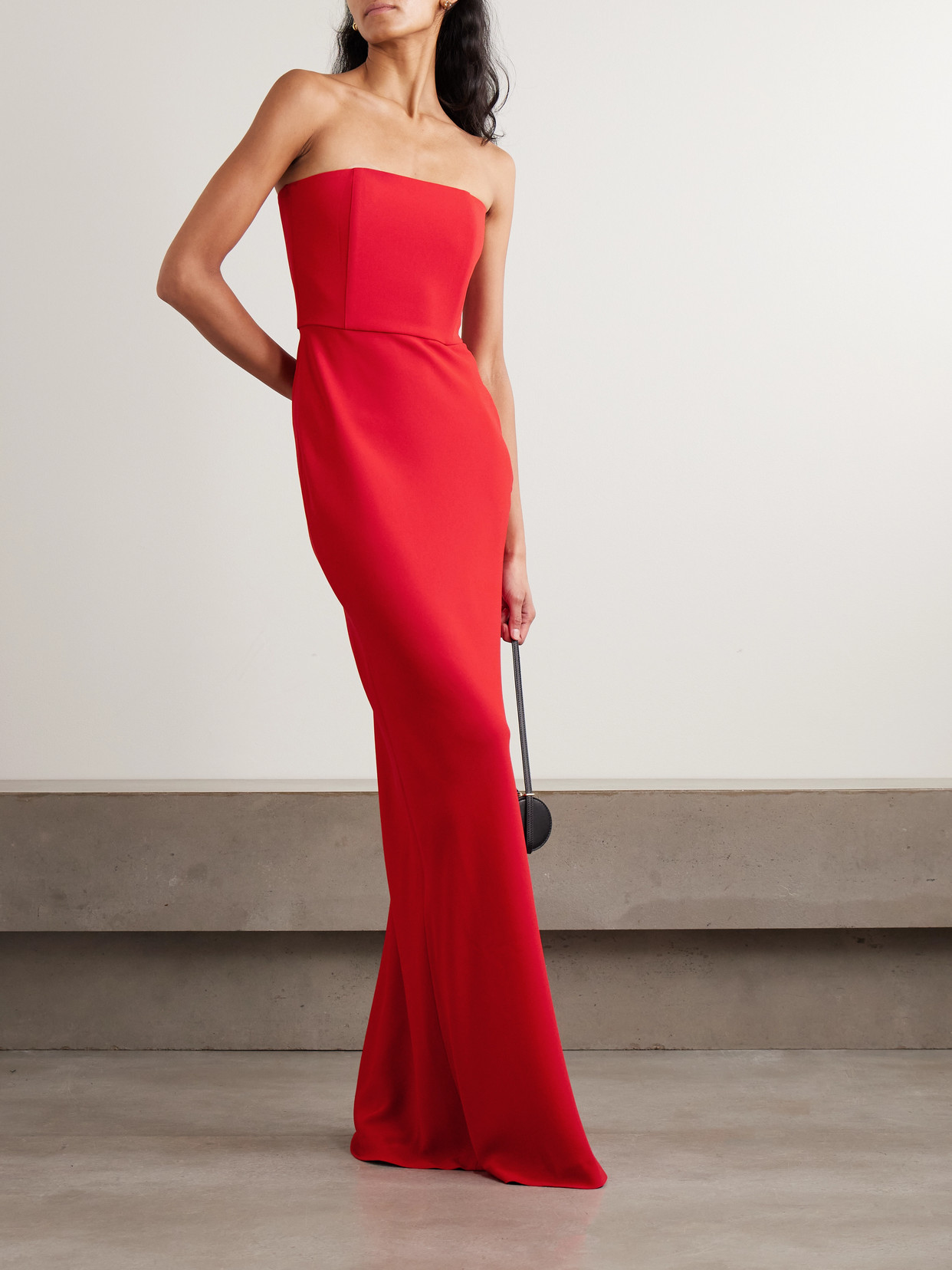 Bernadette Luna Strapless Crepe Gown In Red