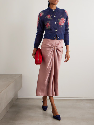 Bernadette Amelia floral-jacquard mohair-blend cardigan