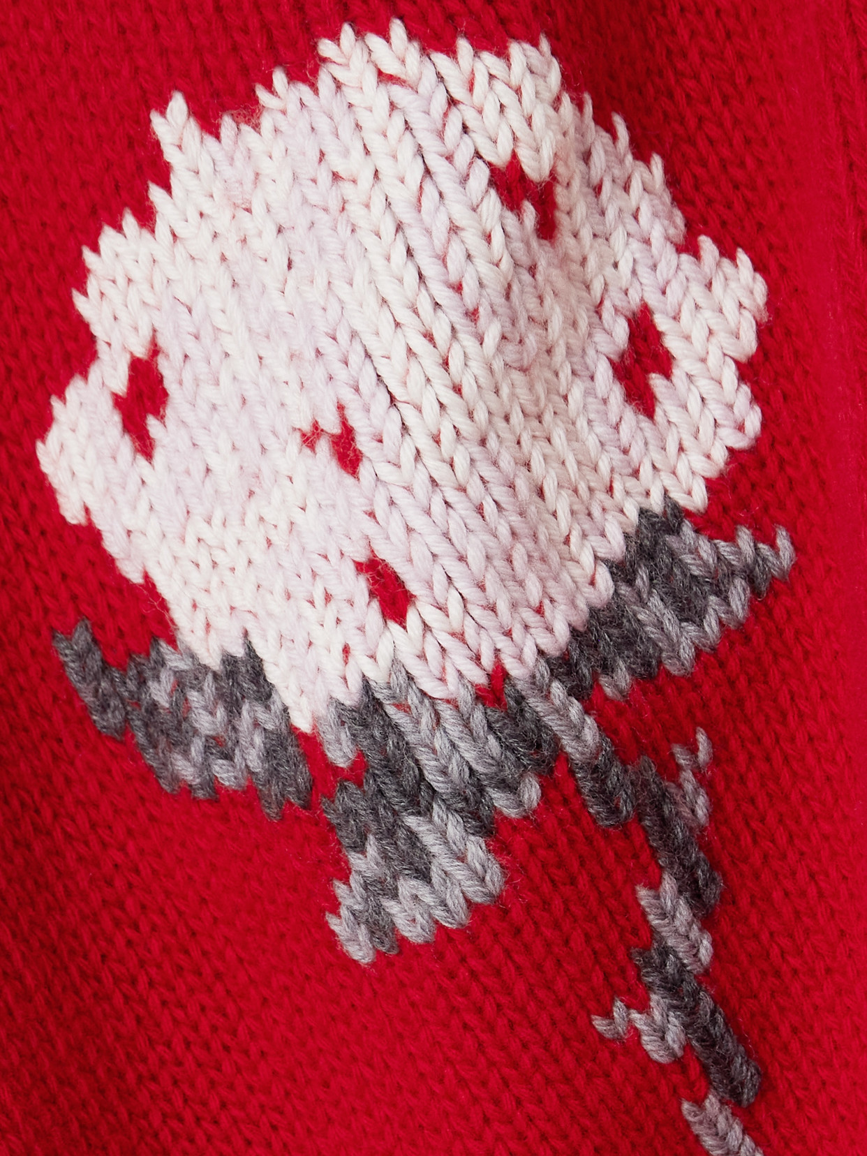 Bernadette Sharon Oversized Intarsia Pointelle-knit Wool-blend Turtleneck Sweater In Red