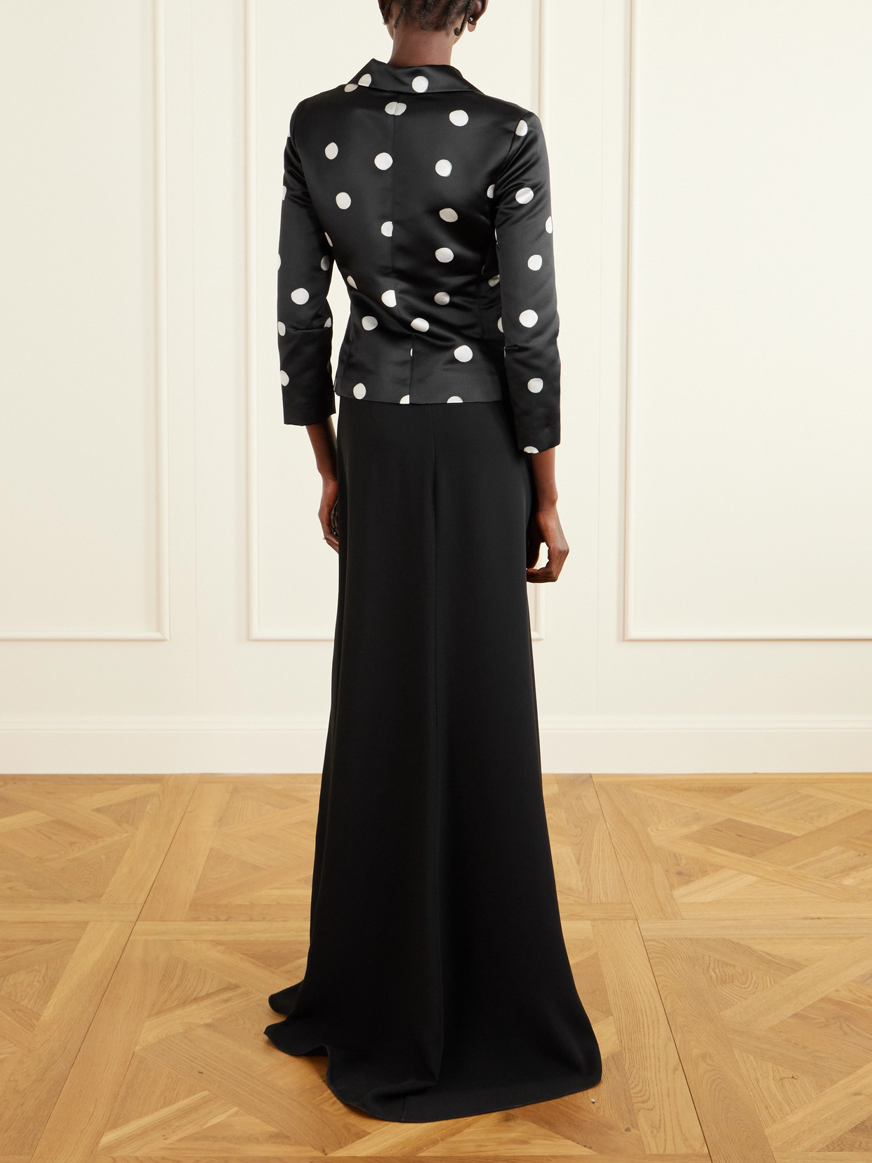 Bernadette Elle Polka Dot Duchesse-satin Jacket In Black