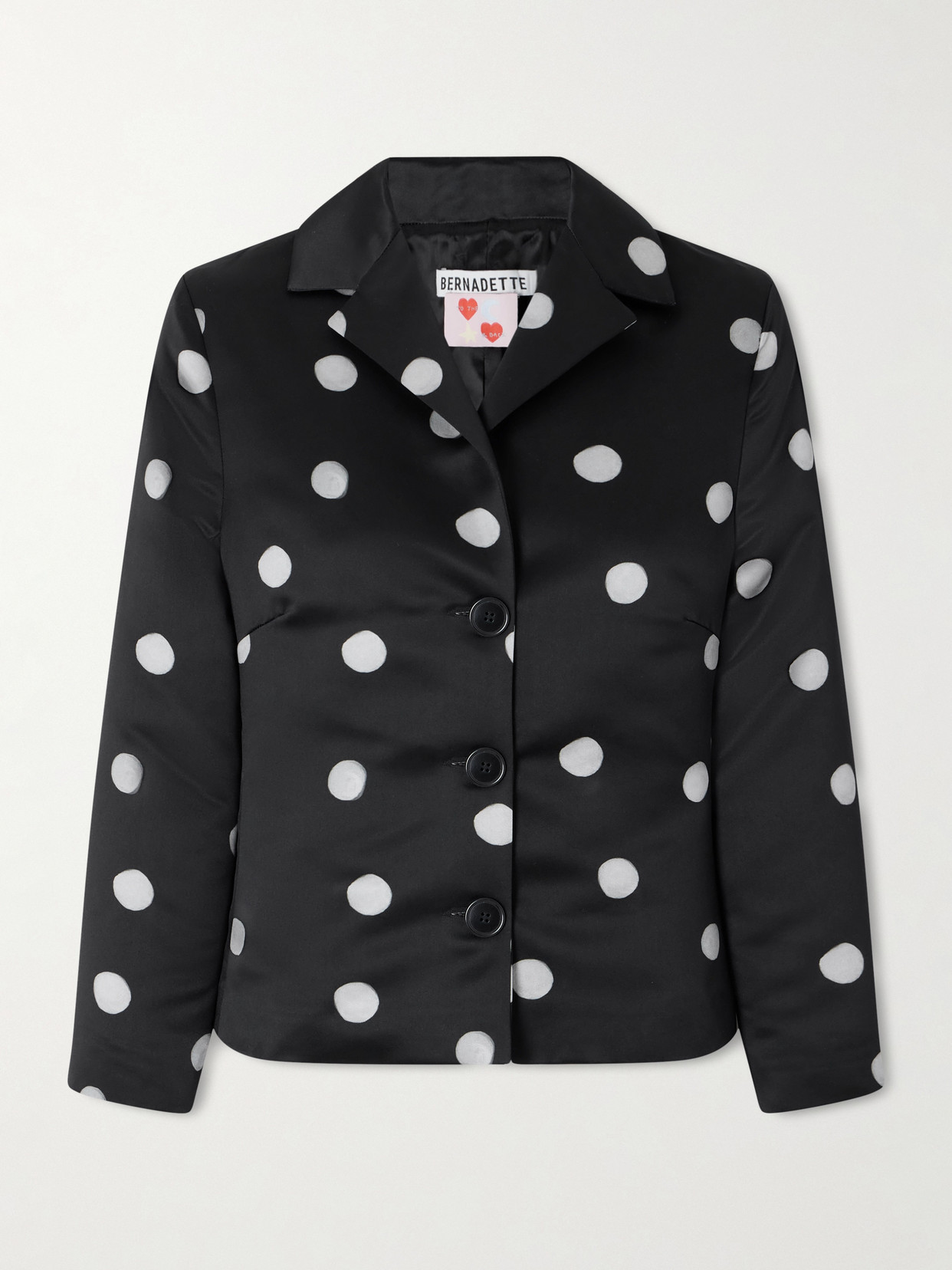 Bernadette Elle Polka Dot Duchesse-satin Jacket In Black