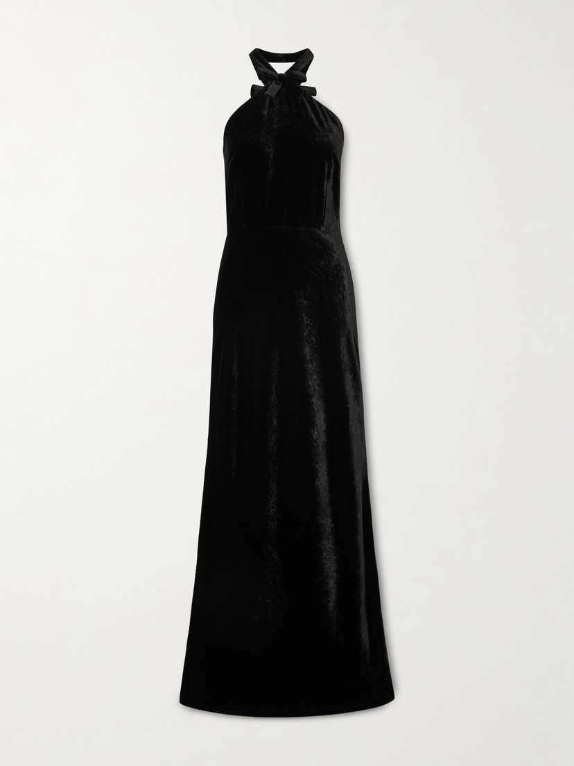 BERNADETTE Jolene Halterneck Velvet Maxi Dress